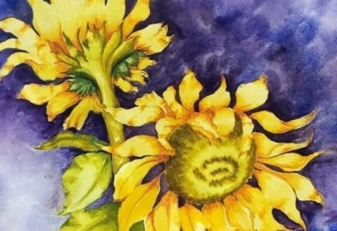 Beginner Watercolor Series – Sunflowers in Vase at Joyful Arts Studios