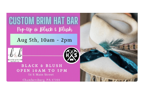 Custom Brim Hat Bar Pop-Up at Black & Blush Boutique!!