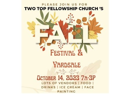 Two Top Fellowship Church’s Fall Festival & Yard Sale