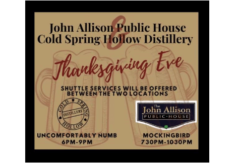 Thanksgiving Celebration & Shuttle, John Allison Public House