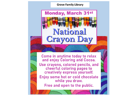 National Crayon Day | Grove Family Library, Chambersburg