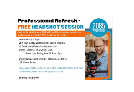 Professional Refresh, Free Headshot Session | 2085 Productions, Waynesboro