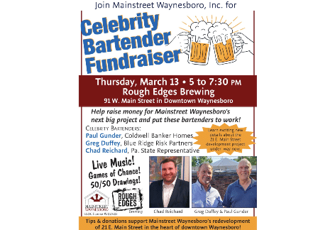 Celebrity Bartender Fundraiser | Rough Edges Brewing, Waynesboro
