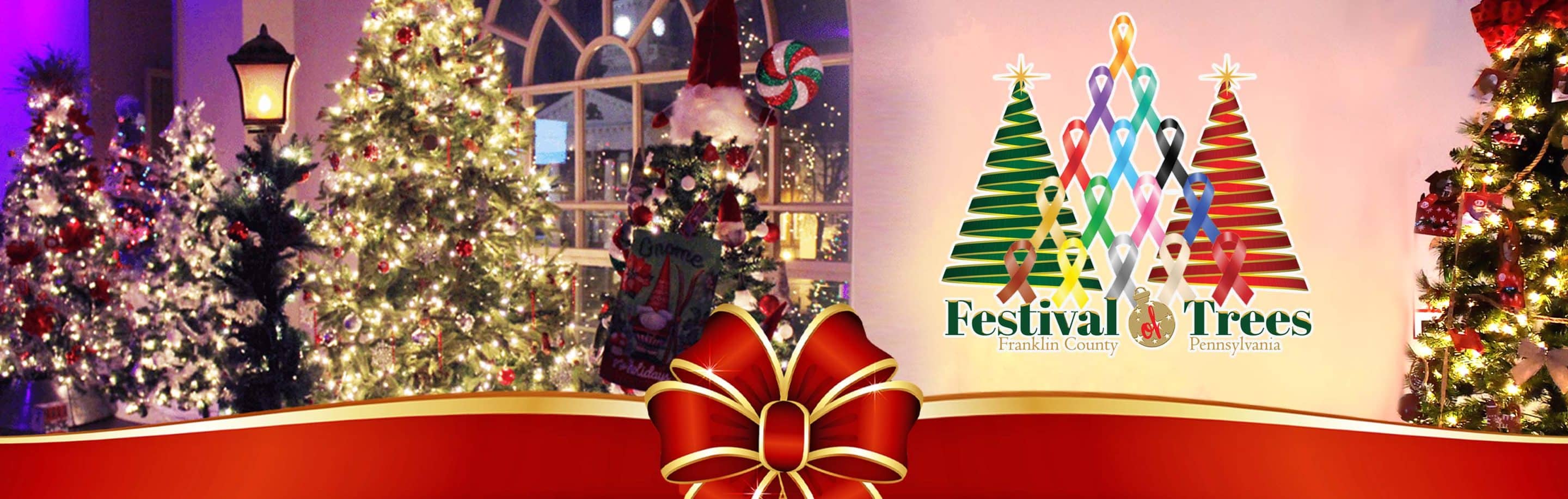 Festival of Trees Webpage banner on Explore Franklin County, PA, updated for 2025.