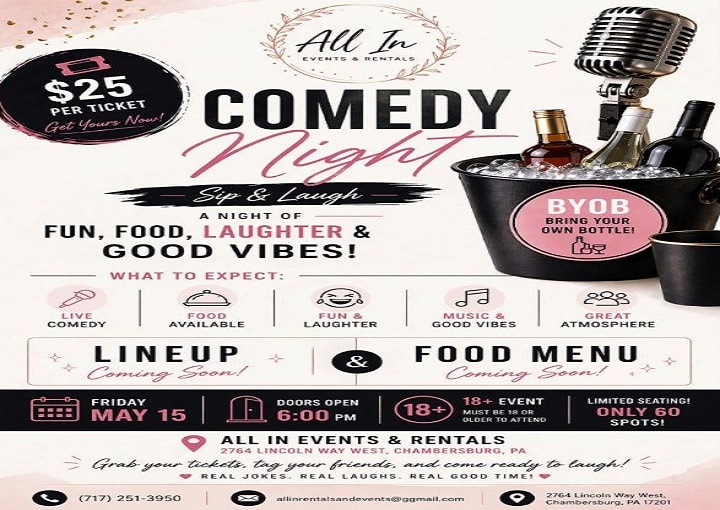Comedy Night | All in Events & Rentals, Chambersburg