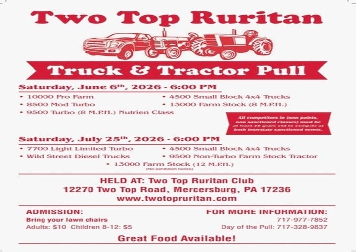 Truck & Tractor Pull | Two Top Ruritan, Mercersburg