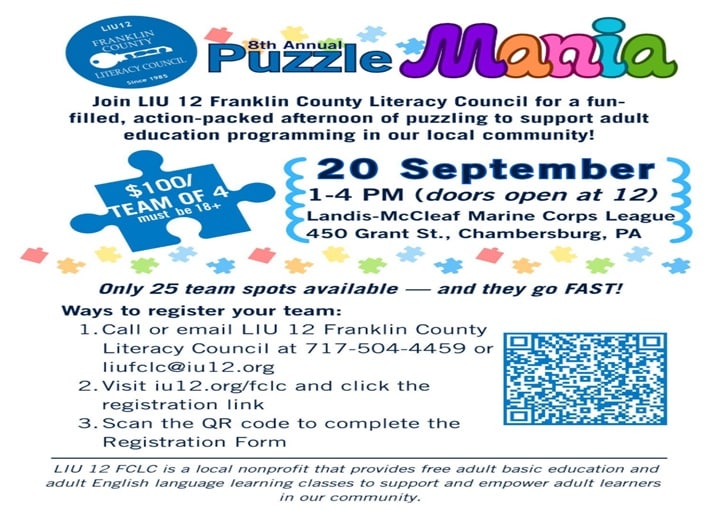 8th Annual Puzzle Mania | Landis-McCleaf Marine Corps League, Chambersburg