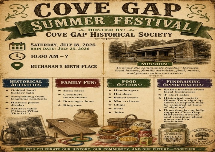 Cove Gap Summer Festival | Buchanan’s Birthplace, Mercersburg
