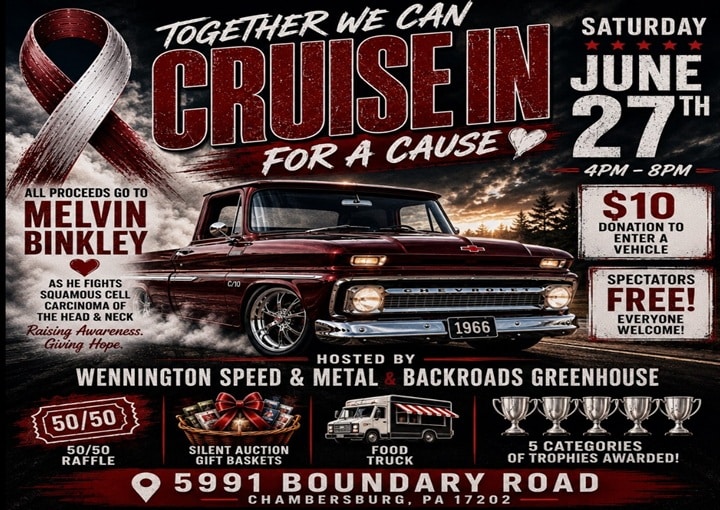Cruise in for a Cause | Backroads Greenhouse, Chambersburg