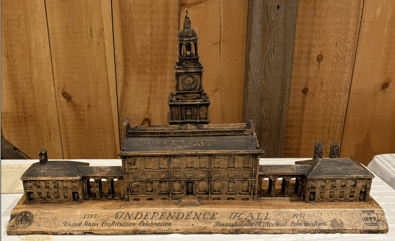 Plaster of Paris model of Independence Hall, made at the 150th anniversary o the signing of the Constitution.