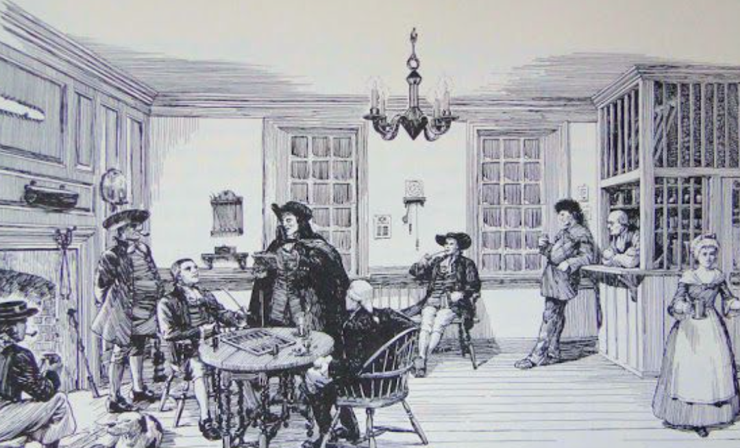 Period sketch of anordinary--tavern.