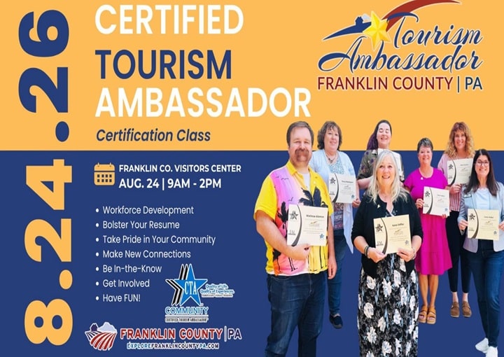 Certified Tourism Ambassador (CTA) Certification Class | Franklin County 11/30 Visitors Bureau, Chambersburg